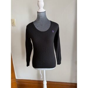 Women's Ralph Lauren Sport Merino Wool Black Classic Sweater, Timeless Old Money